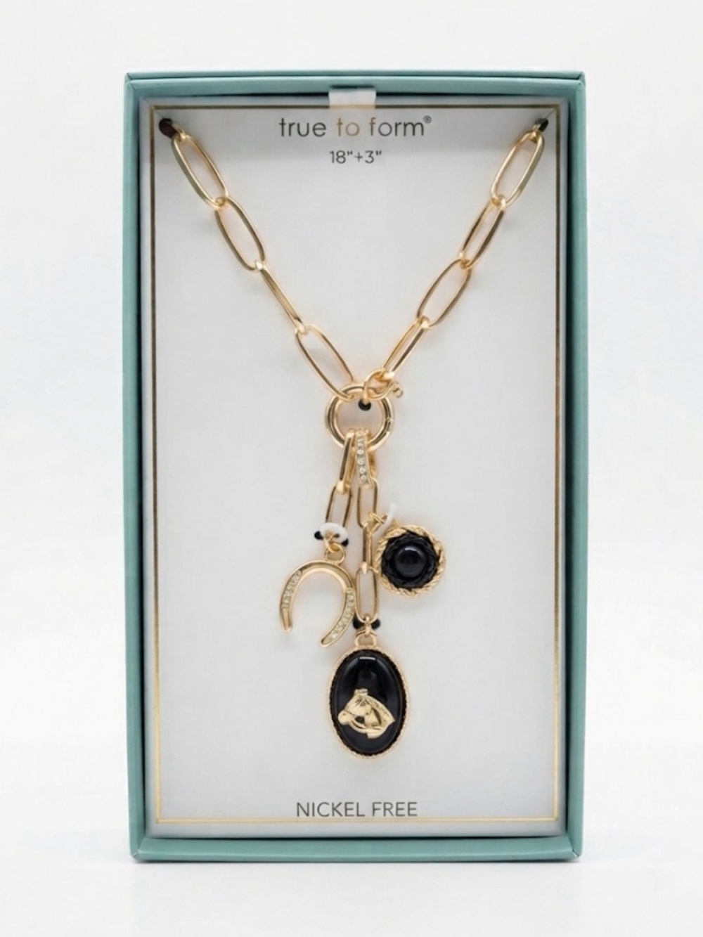NWT ⚜️🖤⚜️ True To Form Gold-Tone Paperclip Toggle Charm Necklace